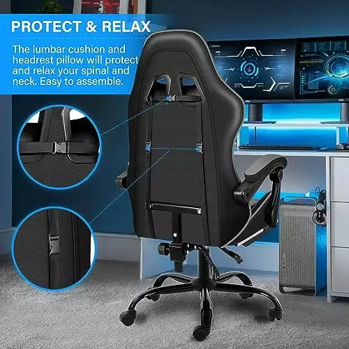 YSSOA Gaming Chair Footrest Big and Tall Gamer Chair Racing Style Adjustable Swivel Office Chair Ergonomic Video Game Chai...