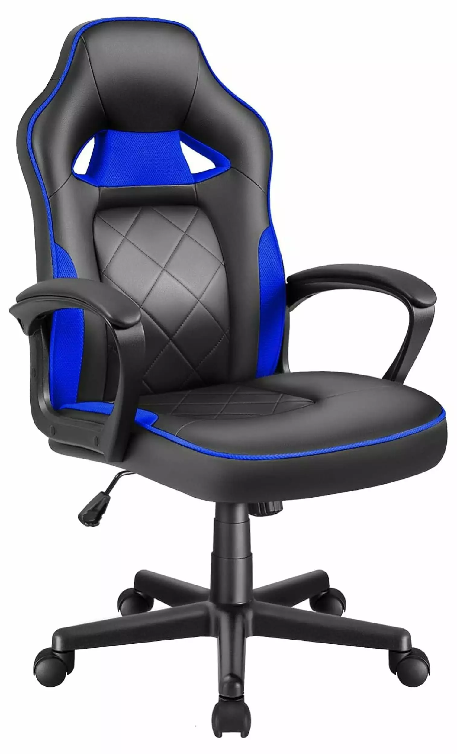 ZHOUB Computer Gaming Chair Executive Office Chair PU Leather Racing Chair Lumbar Support Ergonomic Rolling Desk Chair Blue