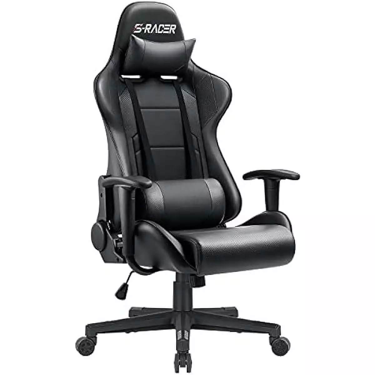 ZHOUJIA Gaming Chair Racing Computer Office Chair Carbon Fiber Style Headrest Black