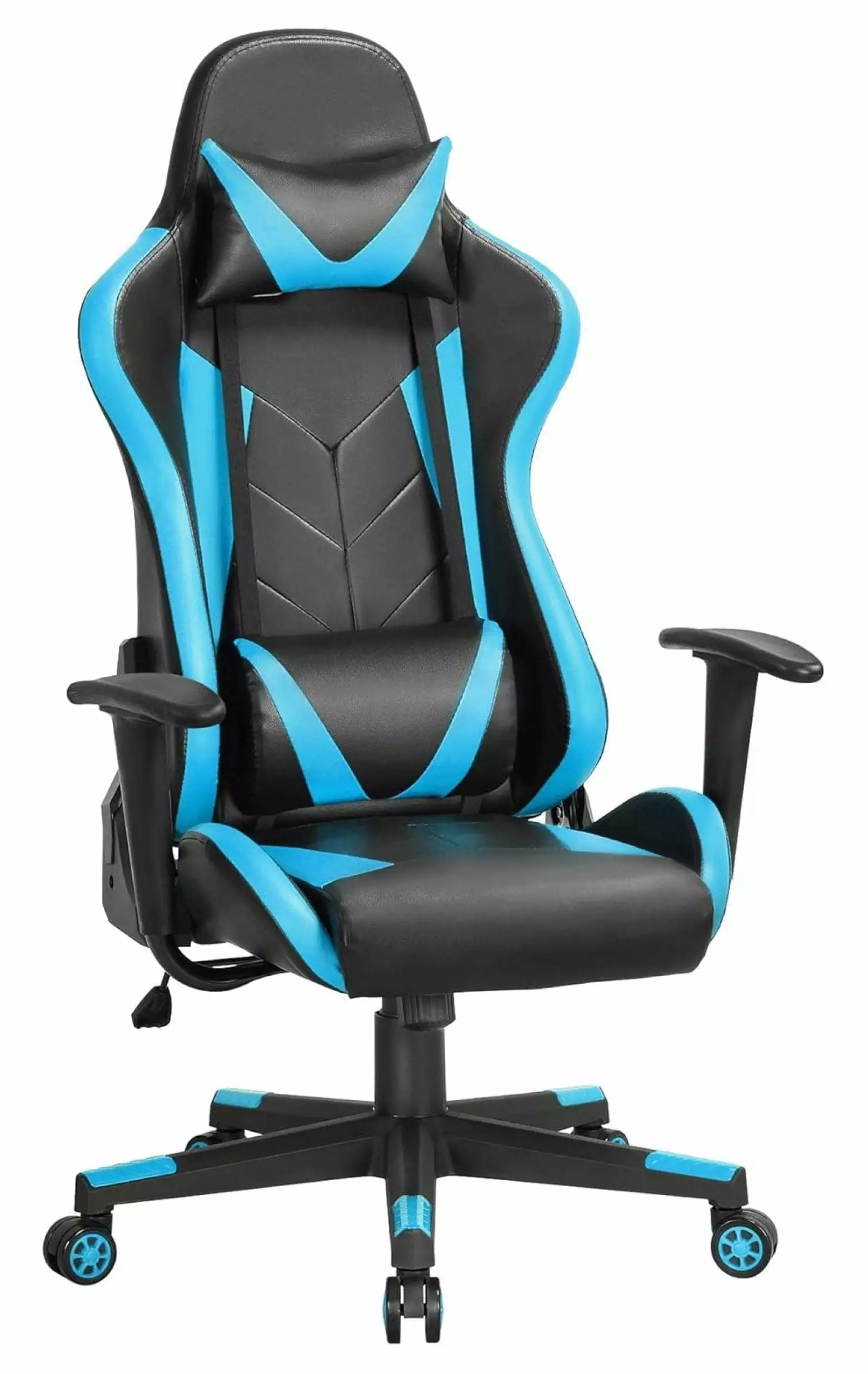 ZRuEzyX High Back Ergonomic Gaming Chair Lumbar Support Neon Blue Racing Office Computer Chair