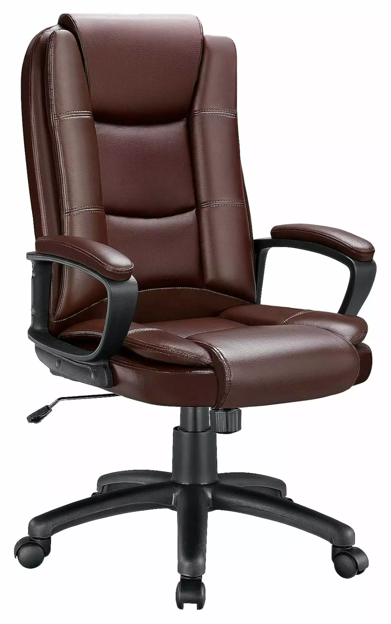 ZRuEzyX Office Chair Ergonomic High Back Gaming Desk Chair Lumbar Support and Wheels Black Leather Racing Seat Brown
