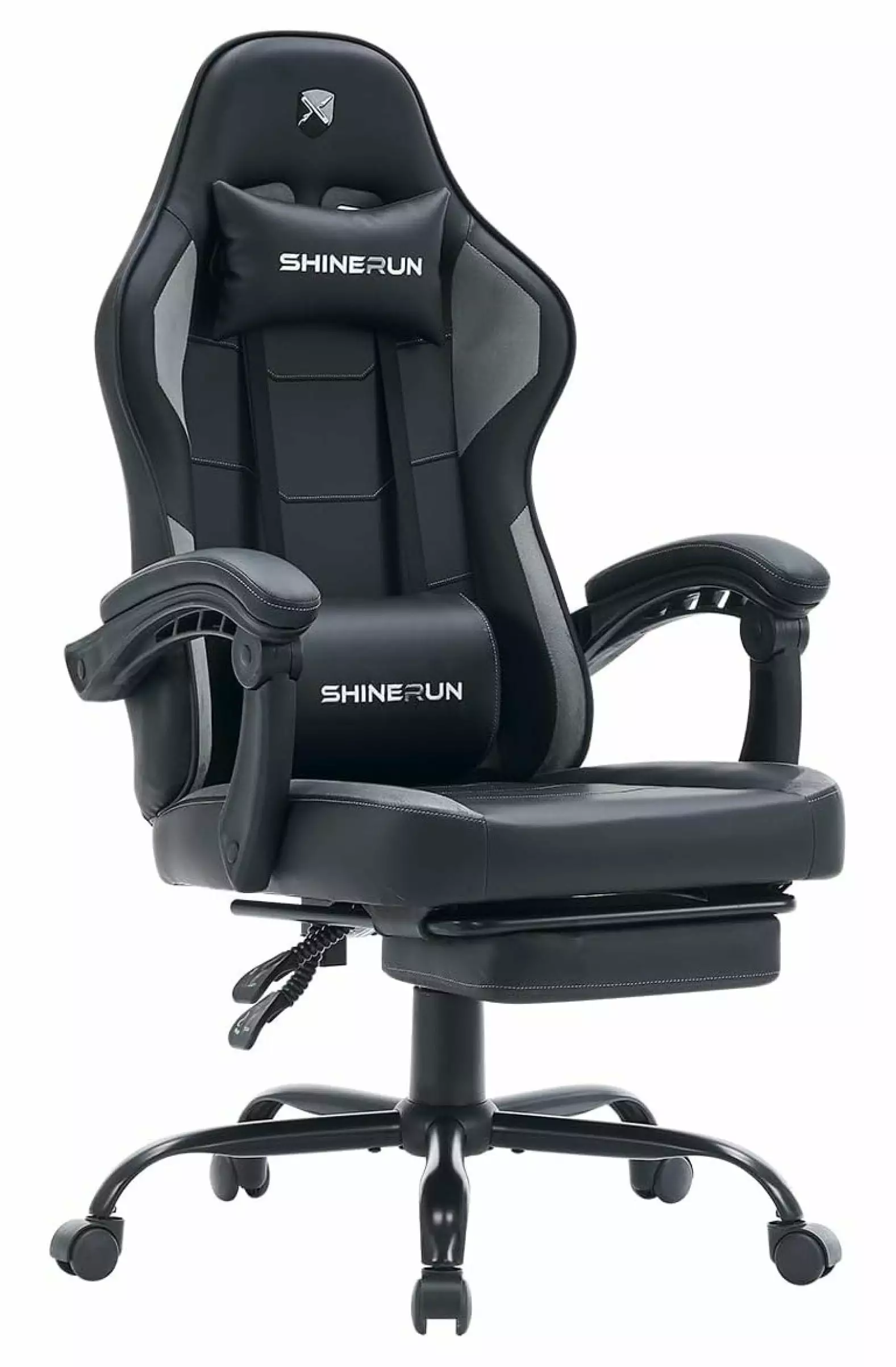 Grey ZZYY Gaming Chair Footrest and Lumbar Support Ergonomic Computer Gaming Chair Adjustable Swivel Seat