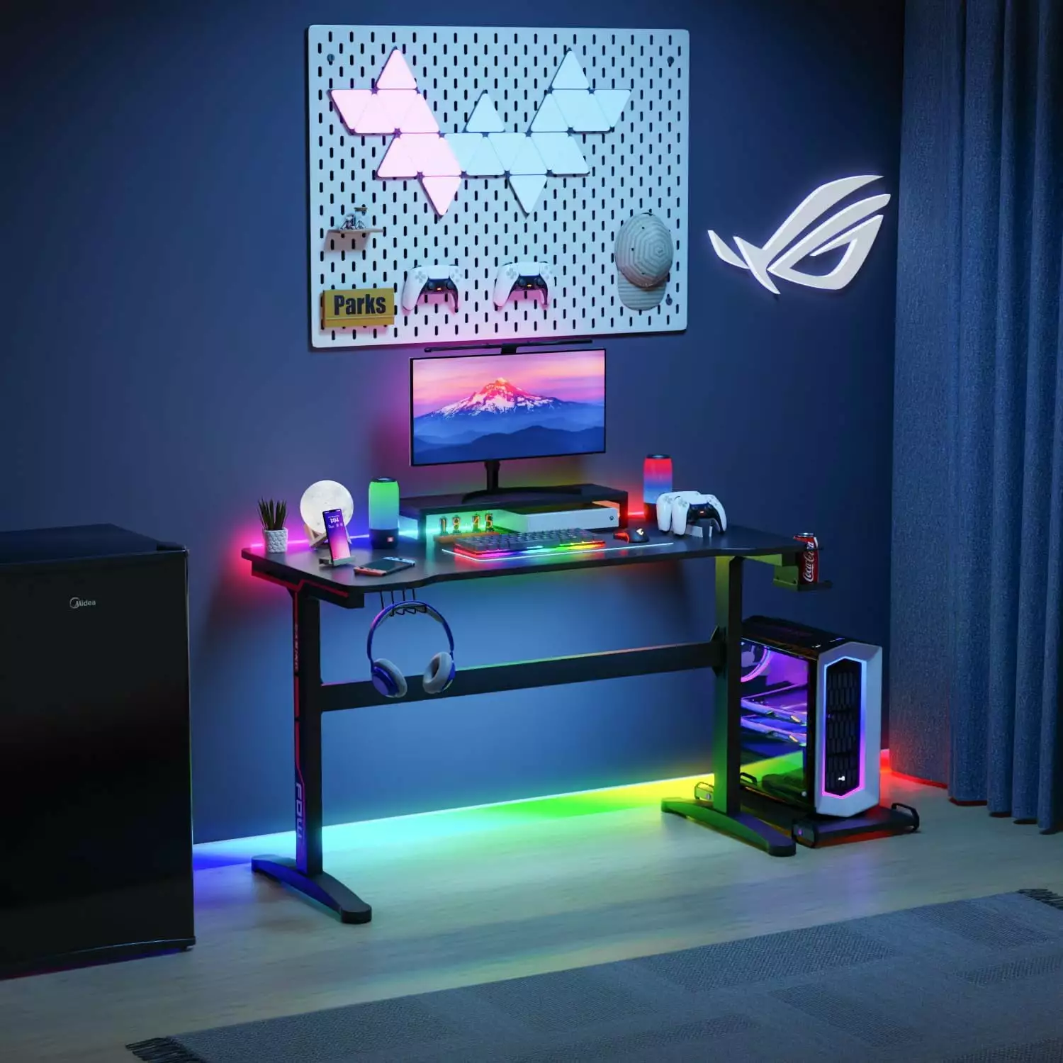 47.2 Inch Gaming Desk Computer Desk Extra Large Modern Ergonomic Racing Style Table Cup Holder BestOffice