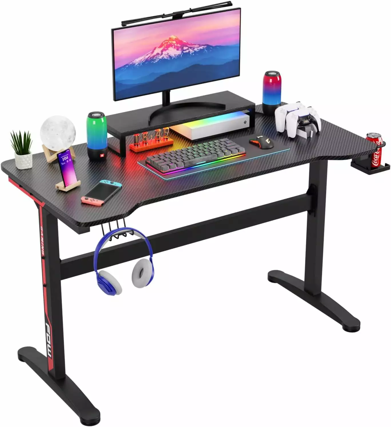 47 Inch T-Shape Gaming Desk Large Modern Ergonomic Racing Style Office Desk PayLessHere