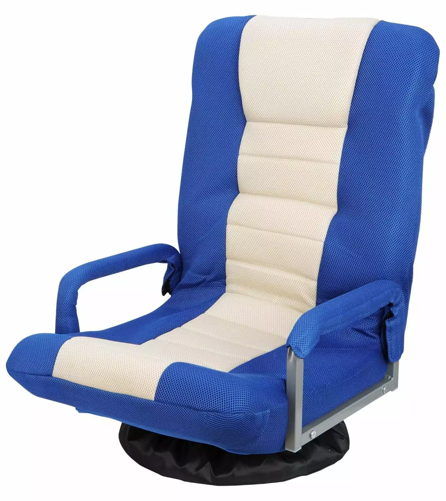 Drevy 360 Degree Swivel Gaming Floor Sofa Chair Lumbar Support Adjustable Backrest Blue Beige