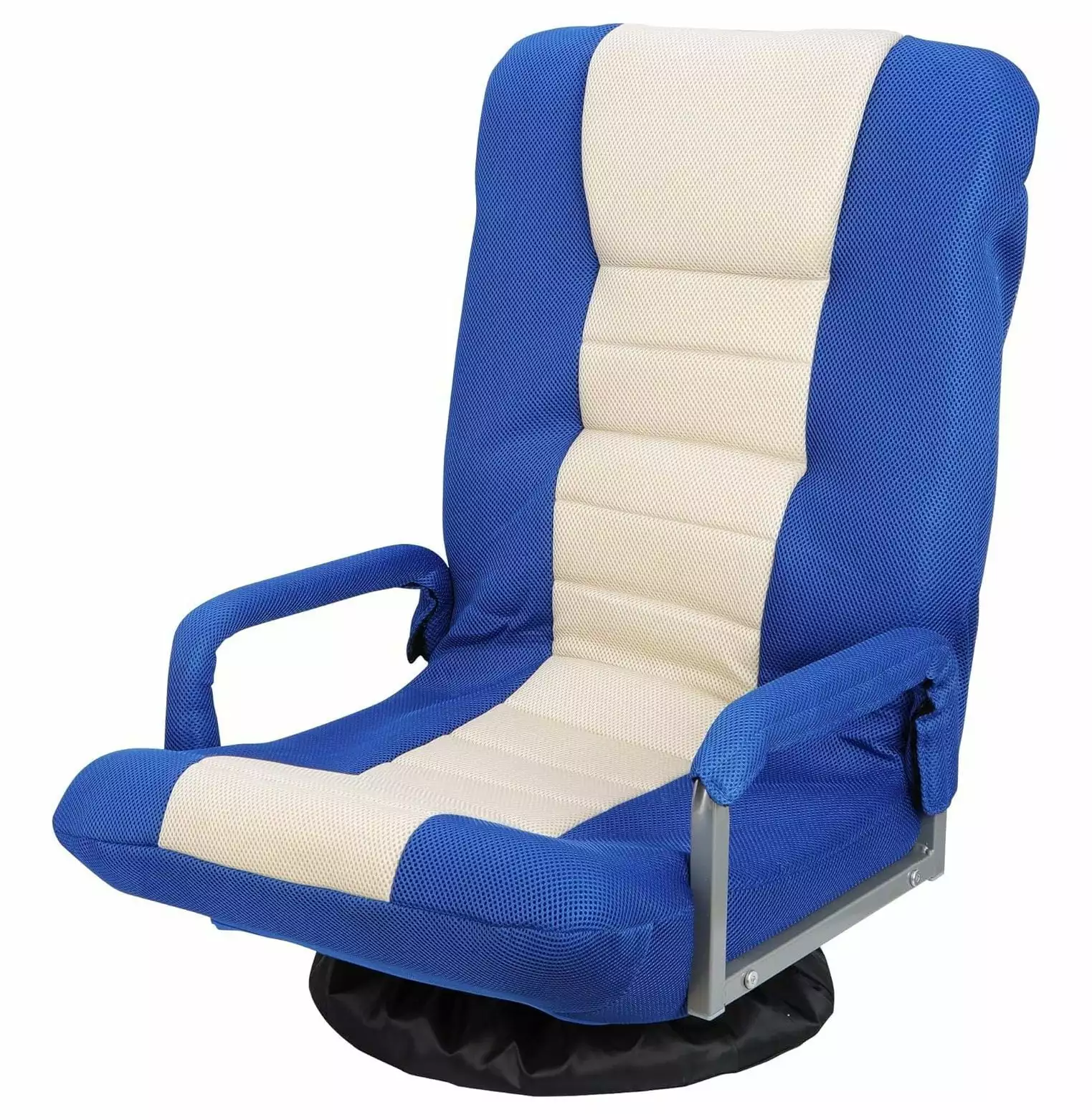 Lwory 360 Degree Swivel Gaming Floor Sofa Chair Lumbar Support Adjustable Backrest Blue Beige