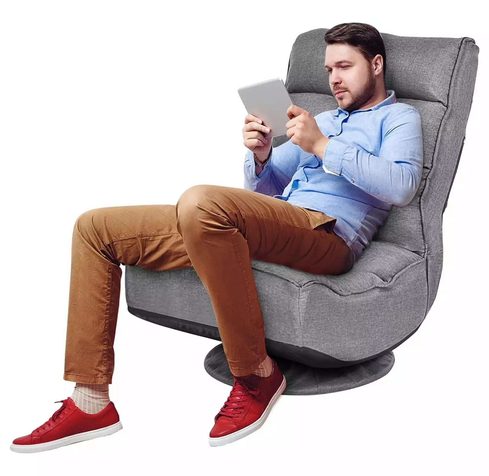 360-Degree Swivel Floor Gaming Chair 5-Position Adjustable Reclining Folding Floor Sofa Chair Watching TV Reading Lounging...