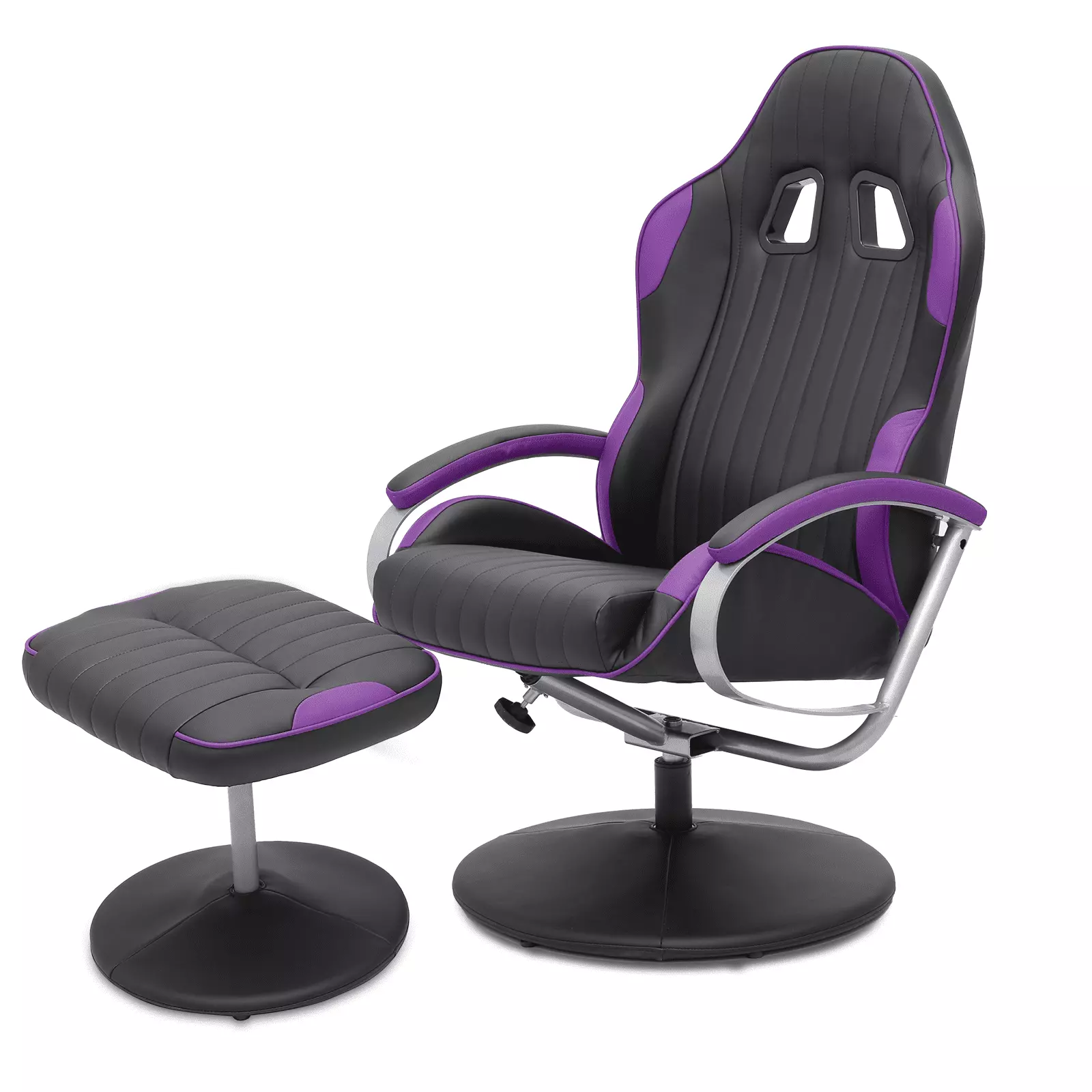BEZT High Back Video Gaming Recliner Ottoman PU Leather Racing Style Swivel Recliner