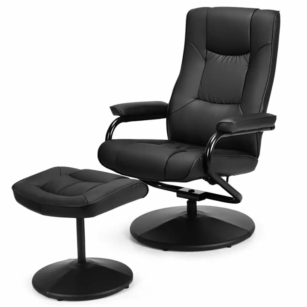 Canddidliike Swivel Lounge Chair Recliner Ottoman - Black Comfortable Gaming Chair Adjustable Back 360 Swivel Footrest Dur...