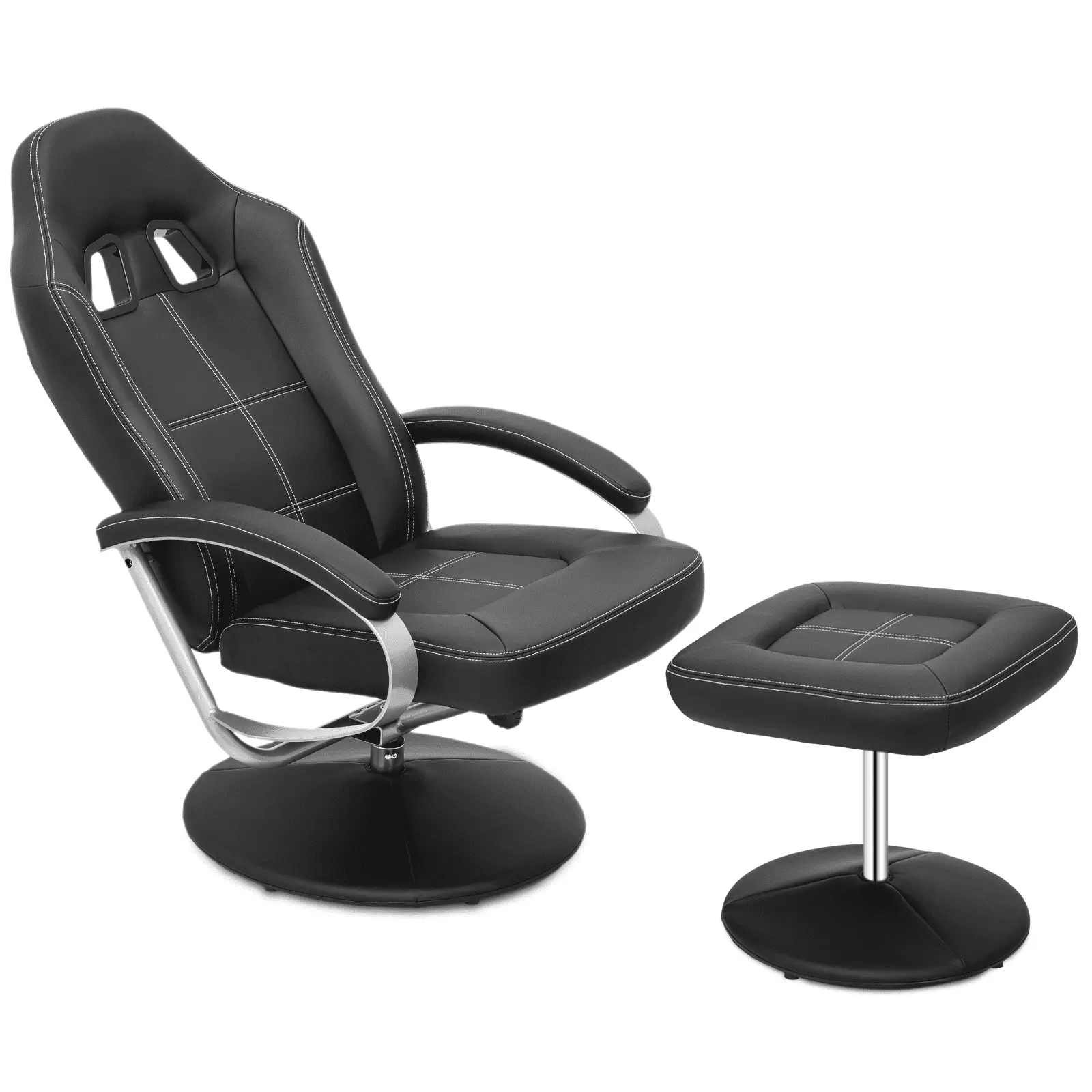 MoNiBloom Recliner Chair Ottoman and Adjustable Footrest Black