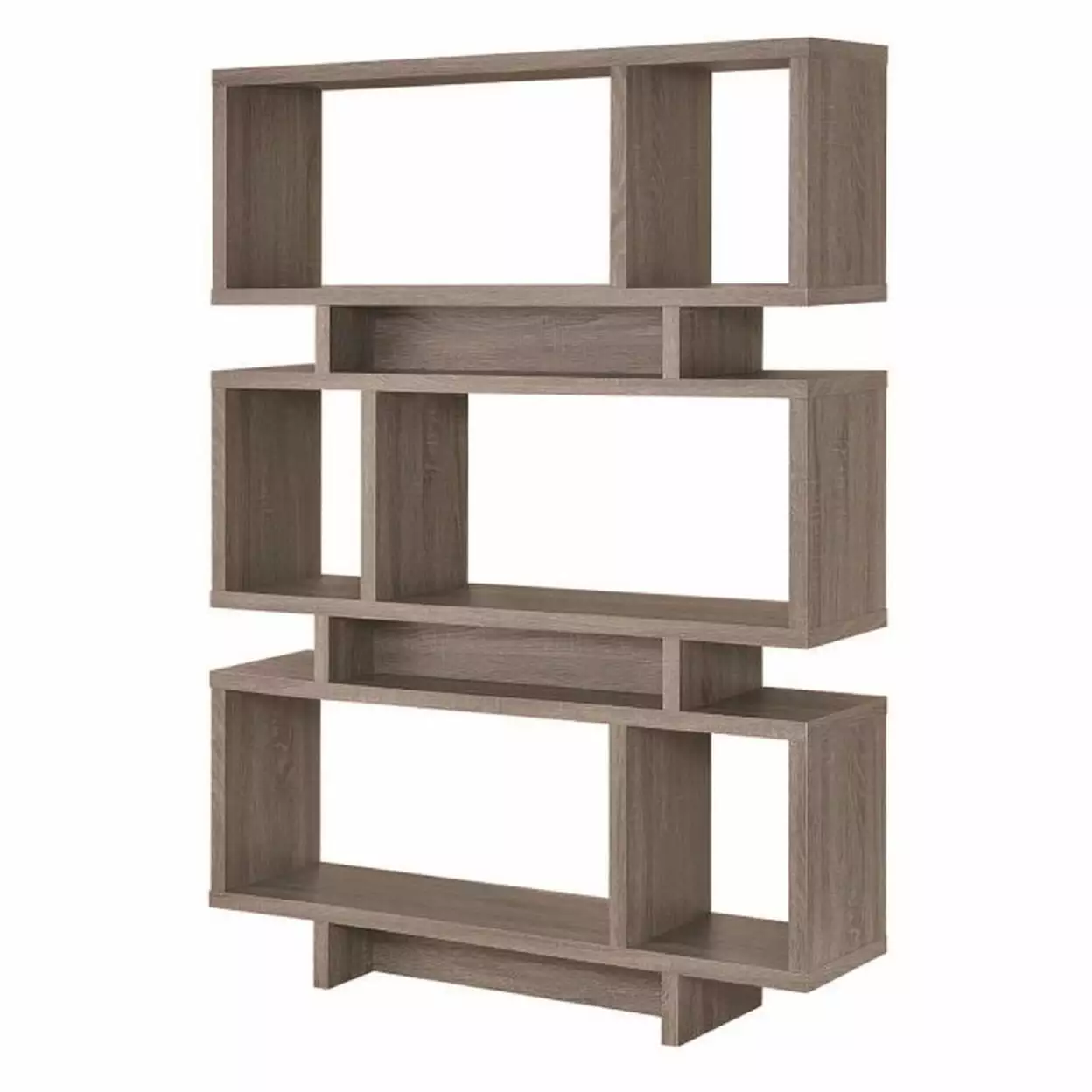 Reid 3-Tier Geometric Bookcase Weathered Grey Modern Storage Shelf Coaster Company