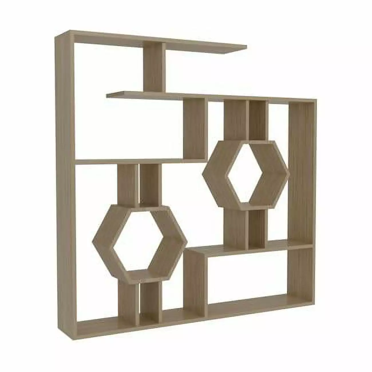 Decorotika Tamara Geometric Open Shelves Bookcase Living Room Sapphire Oak