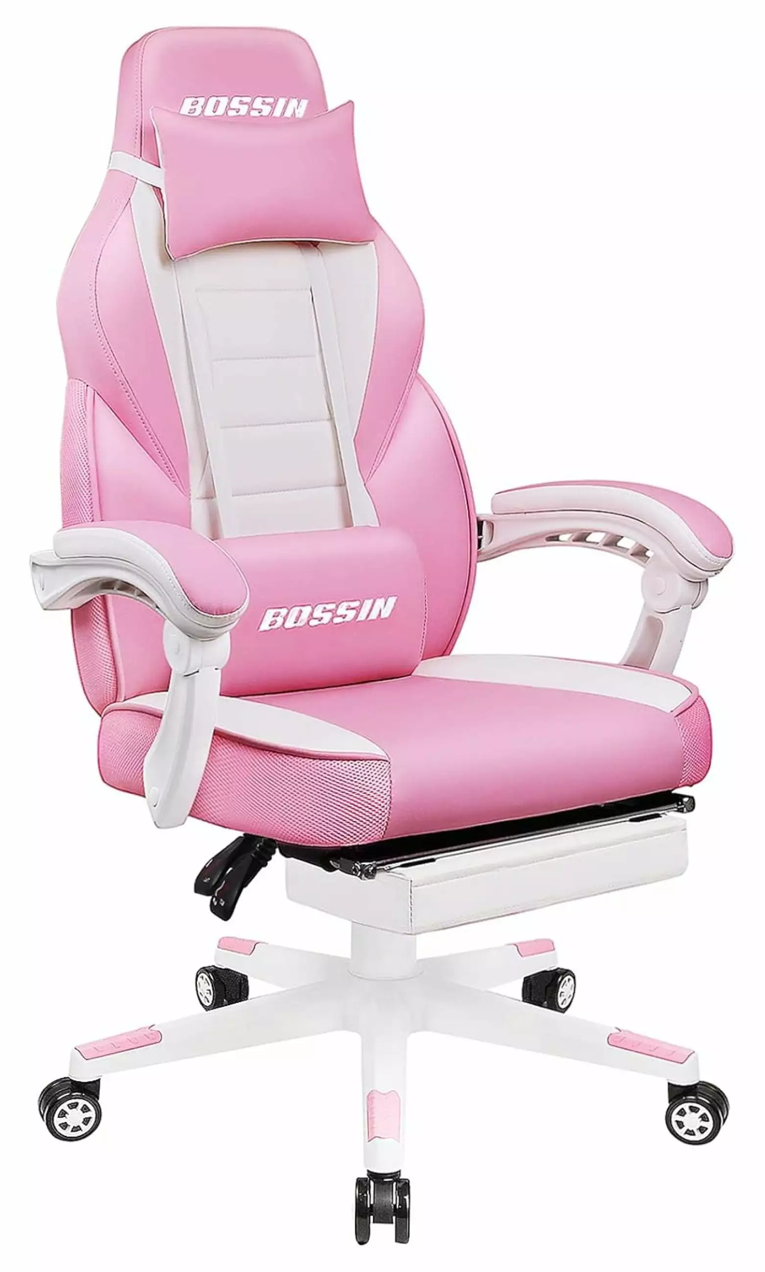 Drevy Kawaii Cute Gaming Chair Girls Footrest Headrest and Lumbar Support