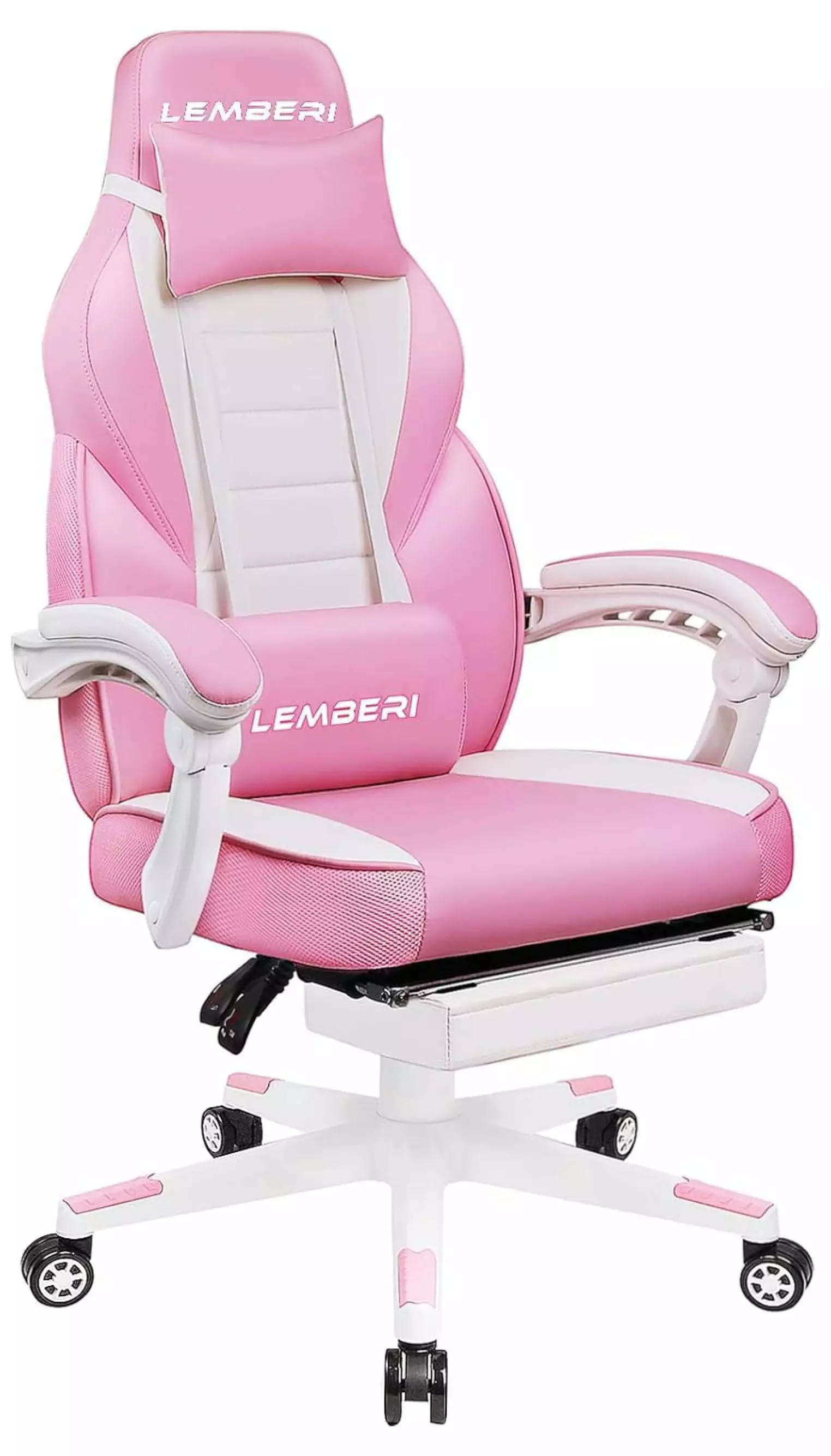 WDNMD9418 Kawaii Cute Gaming Chair Girls Footrest Headrest and Lumbar Support
