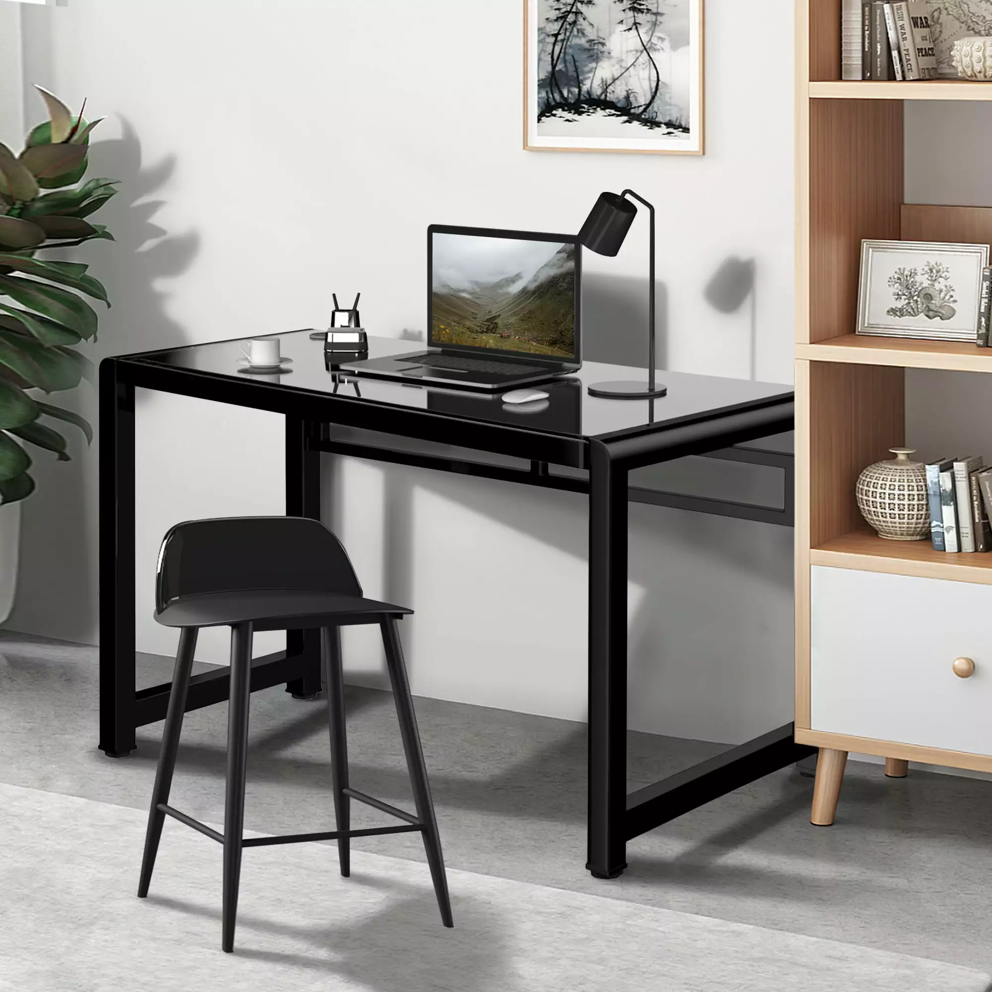 Computer Desk Large Tempered Glass Table Study Writing Table Workstation Home Office Black Hello Laura