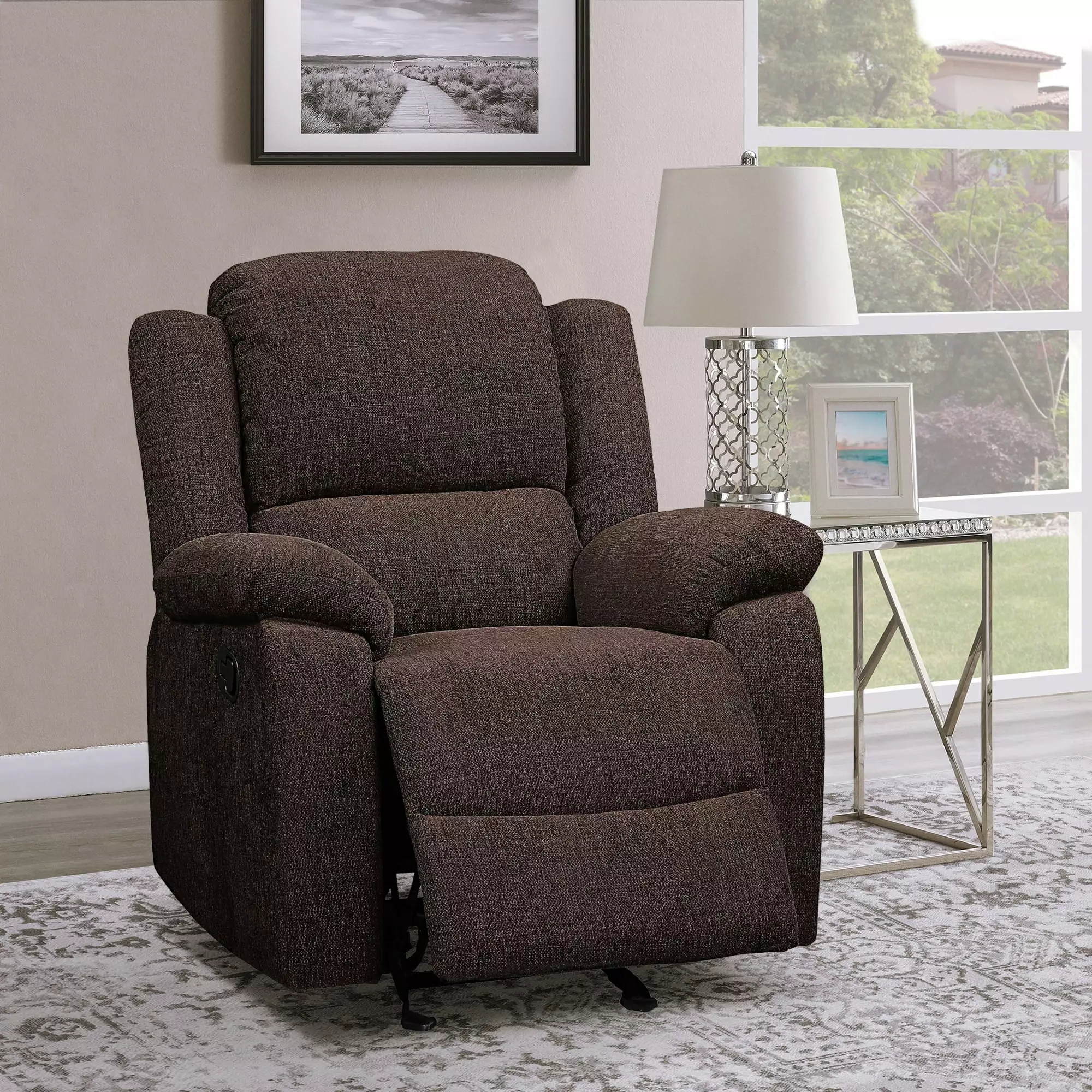 Nottington Brown Pillow Top Arms Glider Recliner Nursery or Living Room Bed Bath & Beyond