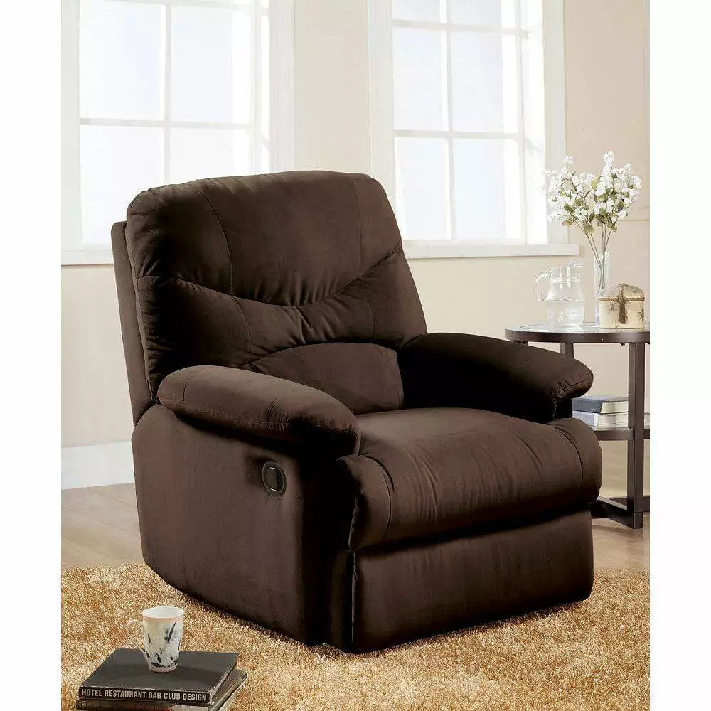 ACME Arcadia Glider Recliner Rich Chocolate Color Soft Microfiber Fabric BloomVivid