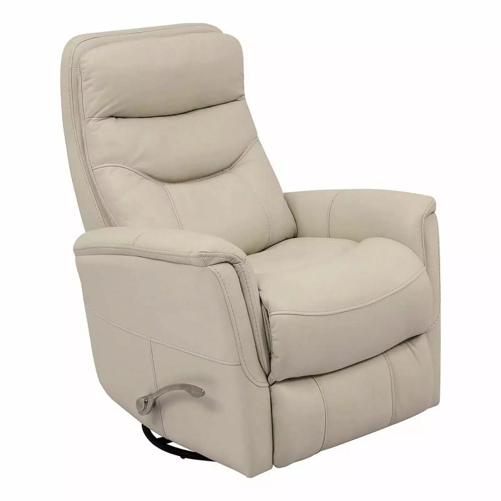 Bowery Hill Leather Manual Swivel Glider Recliner Ivory Finish