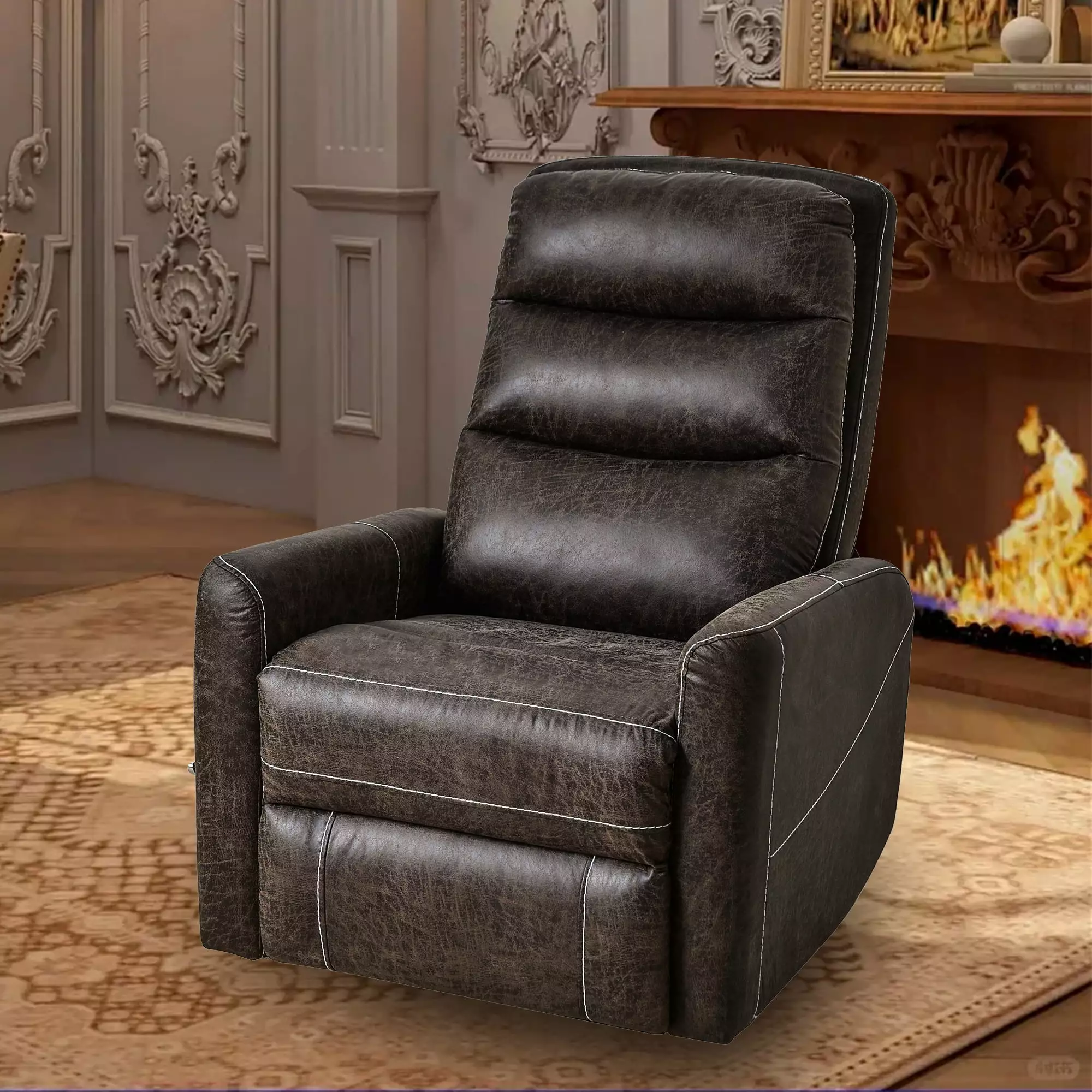 DeeHome Swivel Glider Rocker Recliner Chair Nursery and Living Room Brown