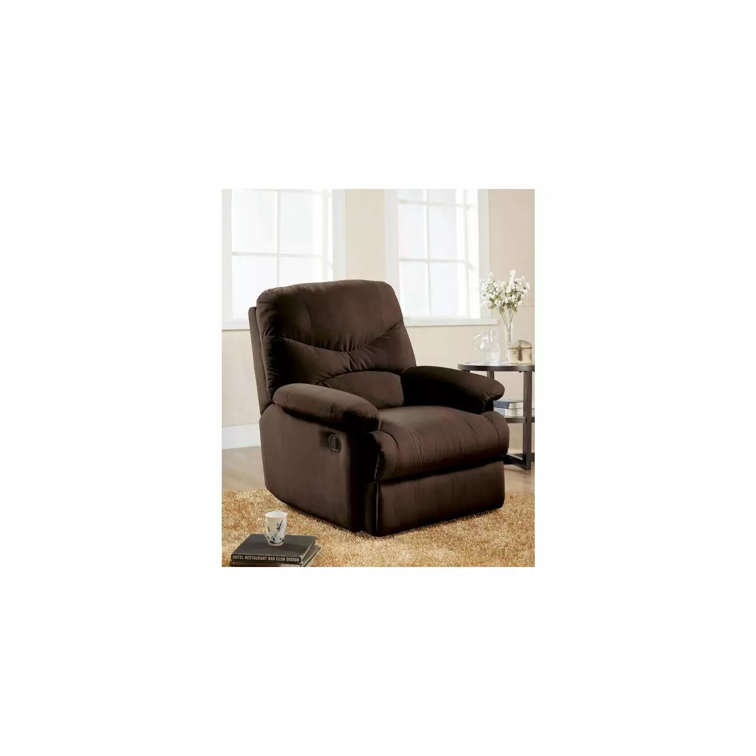 HomeStock Contemporary Chic Glider Recliner Chocolate Microfiber Living Room