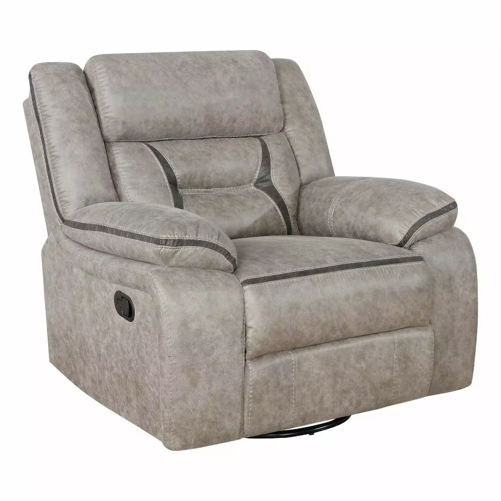 Maklaine Faux Leather Upholstered Tufted Back Glider Recliner Taupe Modern Living Room Chair