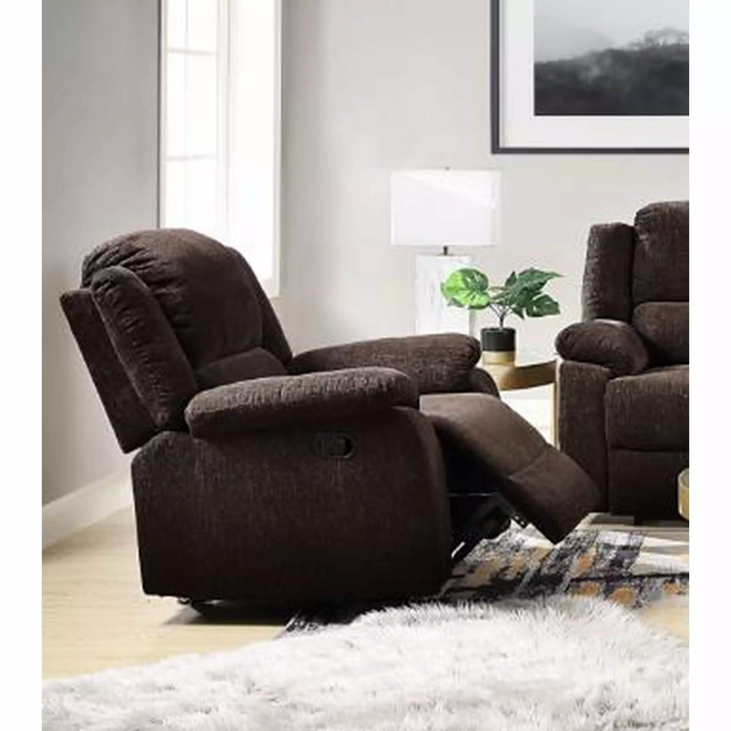 Miekor Furniture Madden Glider Recliner Brown Chenille