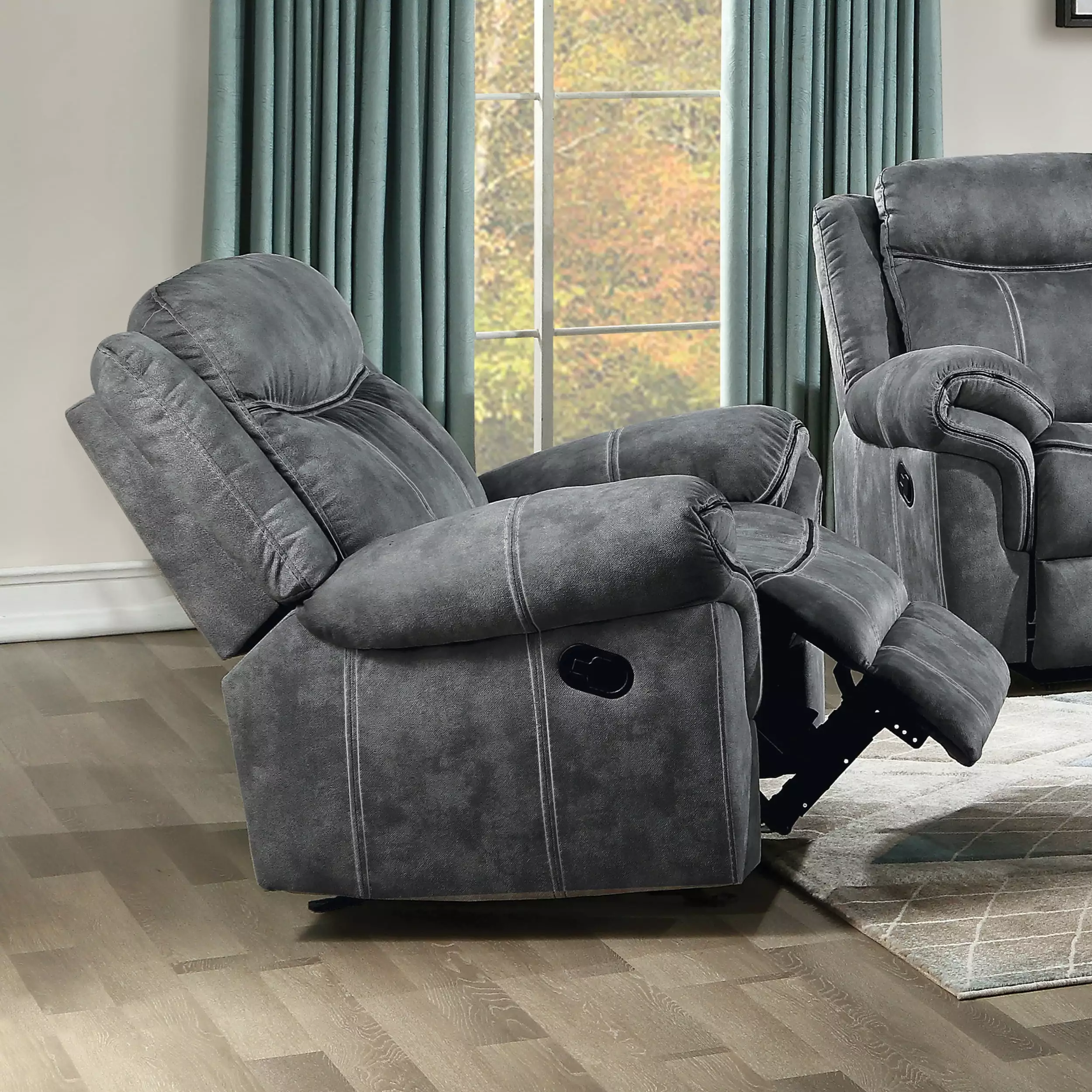 Miekor Furniture Zubaida Glider Recliner 2-Tone Gray Velvet