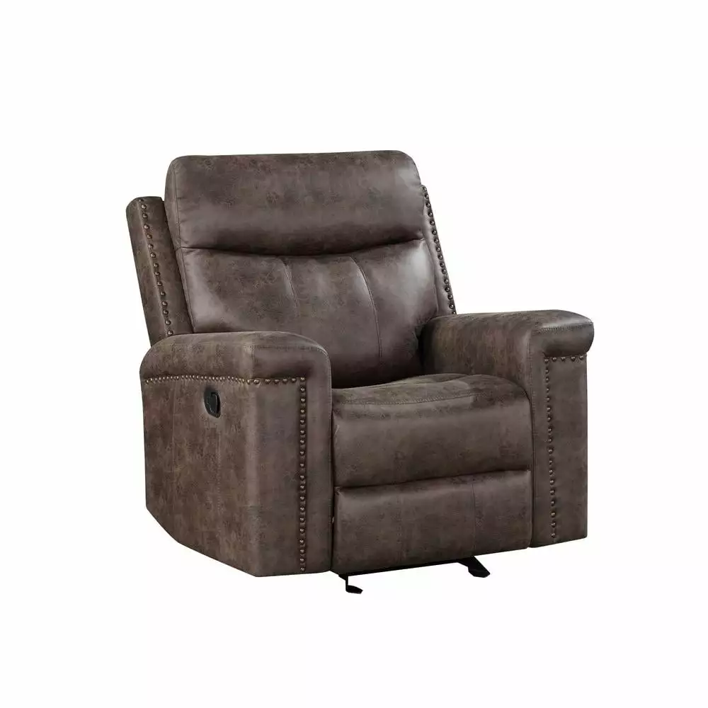 New Classic Furniture Quade Polyester Fabric Glider Recliner Mocha