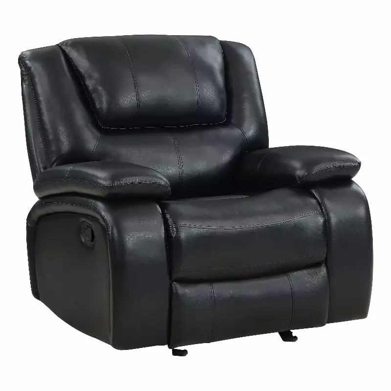 Pemberly Row Faux Leather Upholstered Glider Recliner Chair Black Modern Design