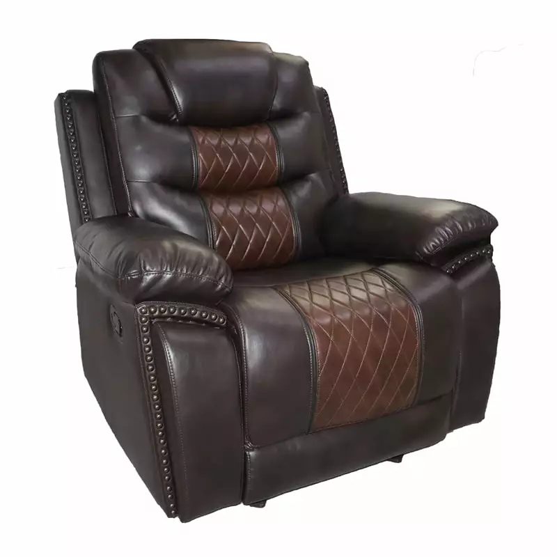 Pemberly Row Modern Contemporary Leather Glider Recliner Brown