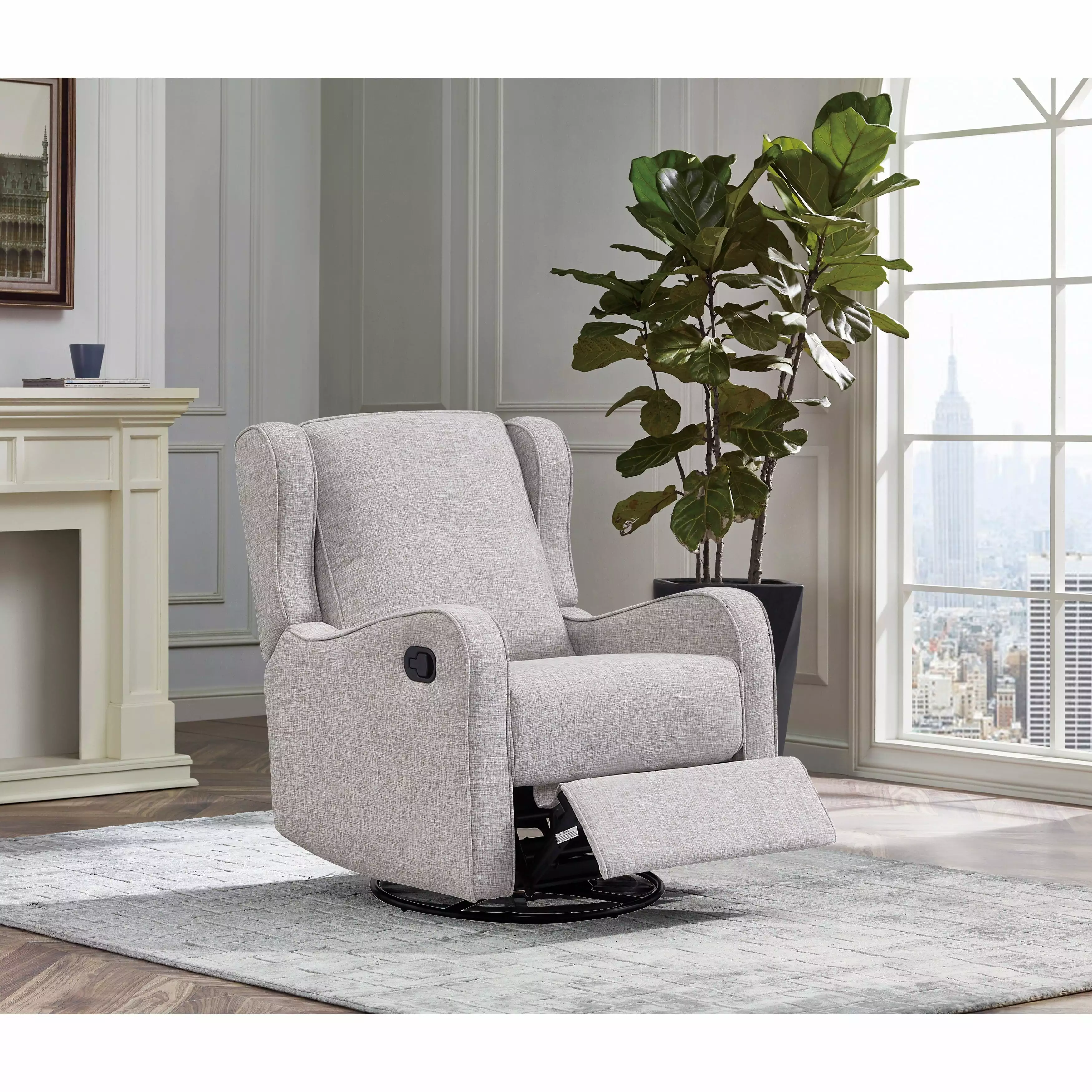 Westwood Design Skylar Fabric Manual Swivel Glider and Recliner Fawn Gray