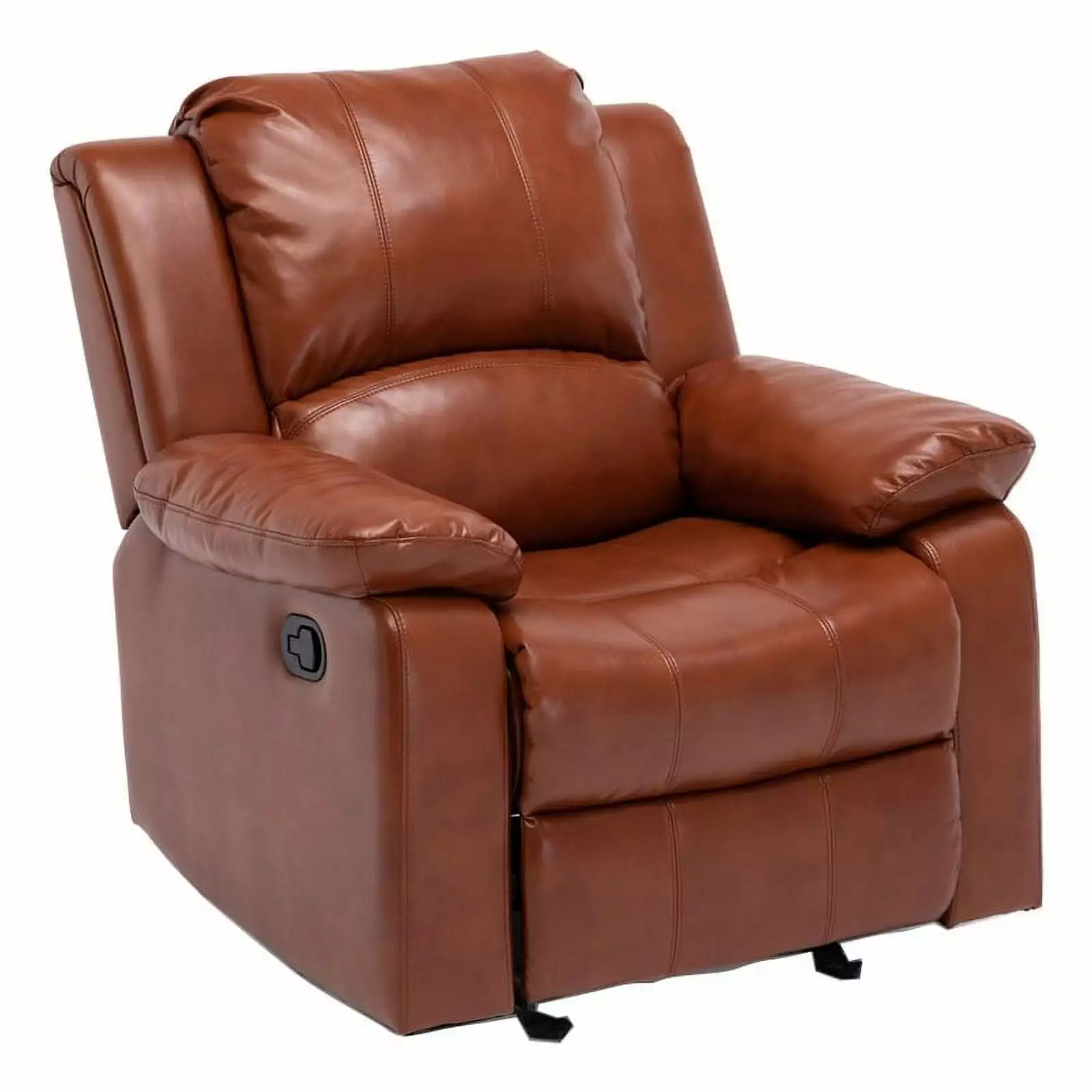 Bowery Hill Transitional Faux Leather Glider Rocker Recliner Caramel