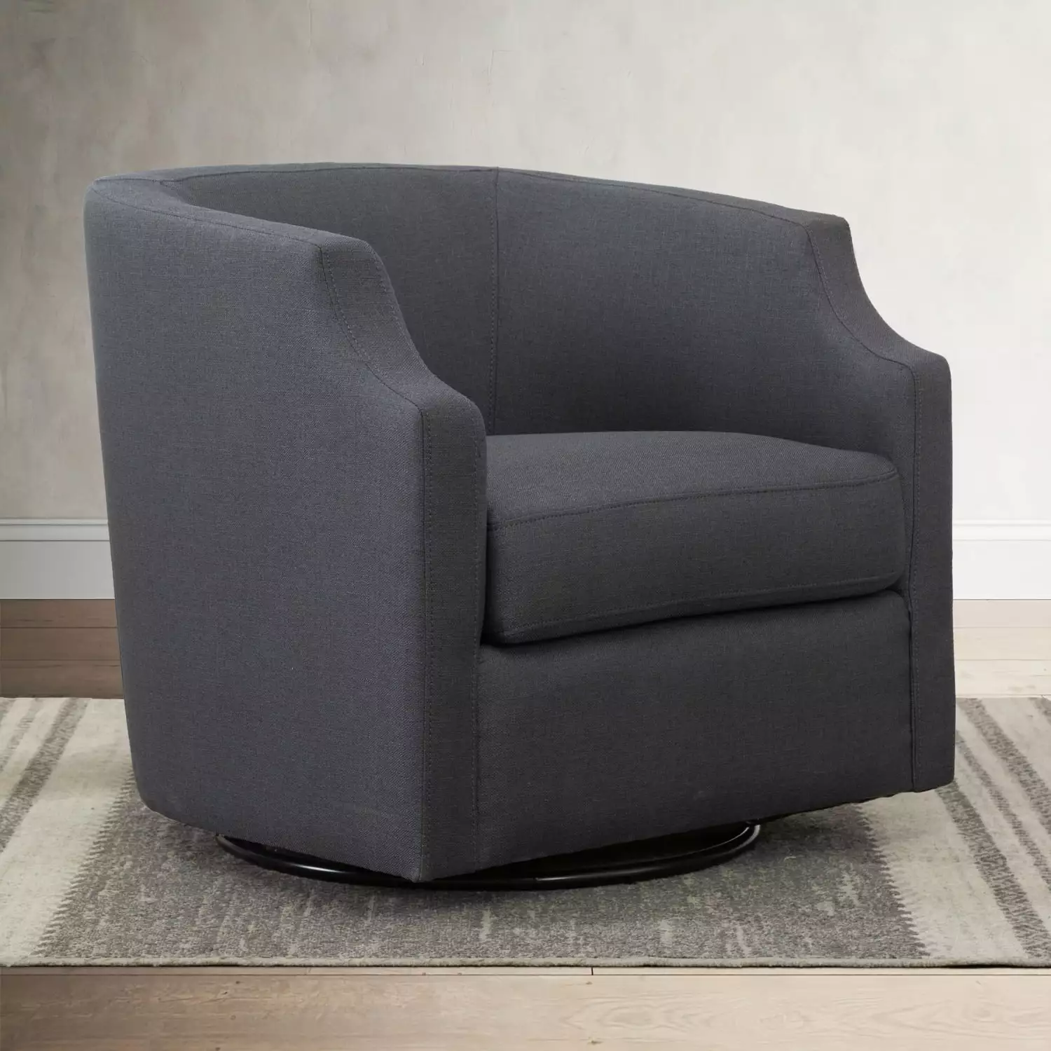 DeeHome Isabelle Ashen Grey Swivel Glider Barrel Chair