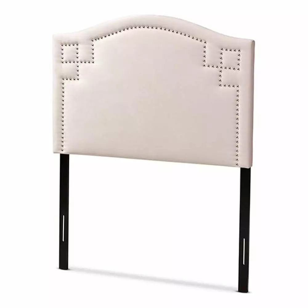 Aubrey Modern Light Pink Velvet Twin Size Headboard - Contemporary Upholstered Bed Headboard Baxton Studio