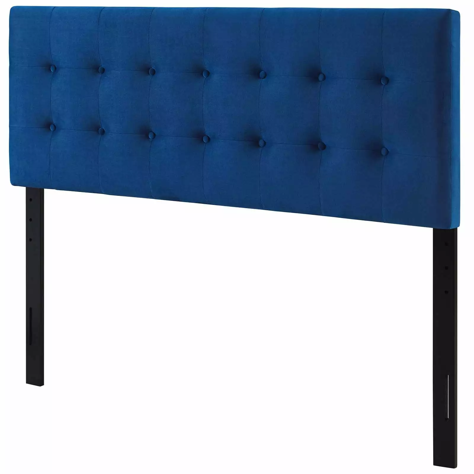 Contemporary Modern Urban Designer Bedroom Full Size Tufted Headboard Velvet Fabric Navy Blue