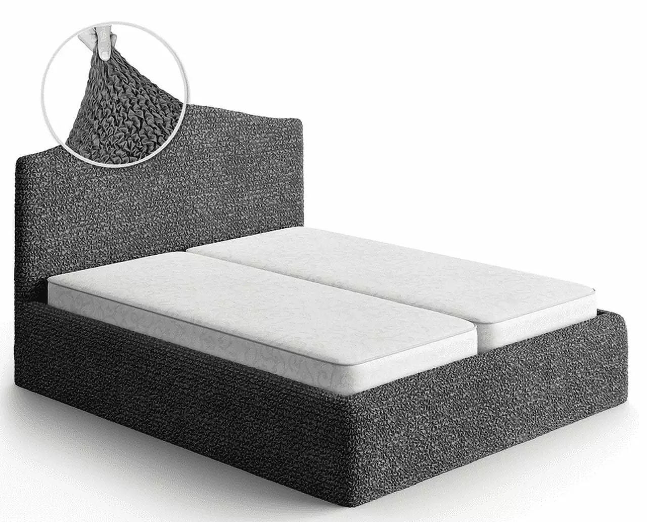 Paulato Ga.I.Co. Bed Headboard and Frame Cover Solid Dark Grey King Size