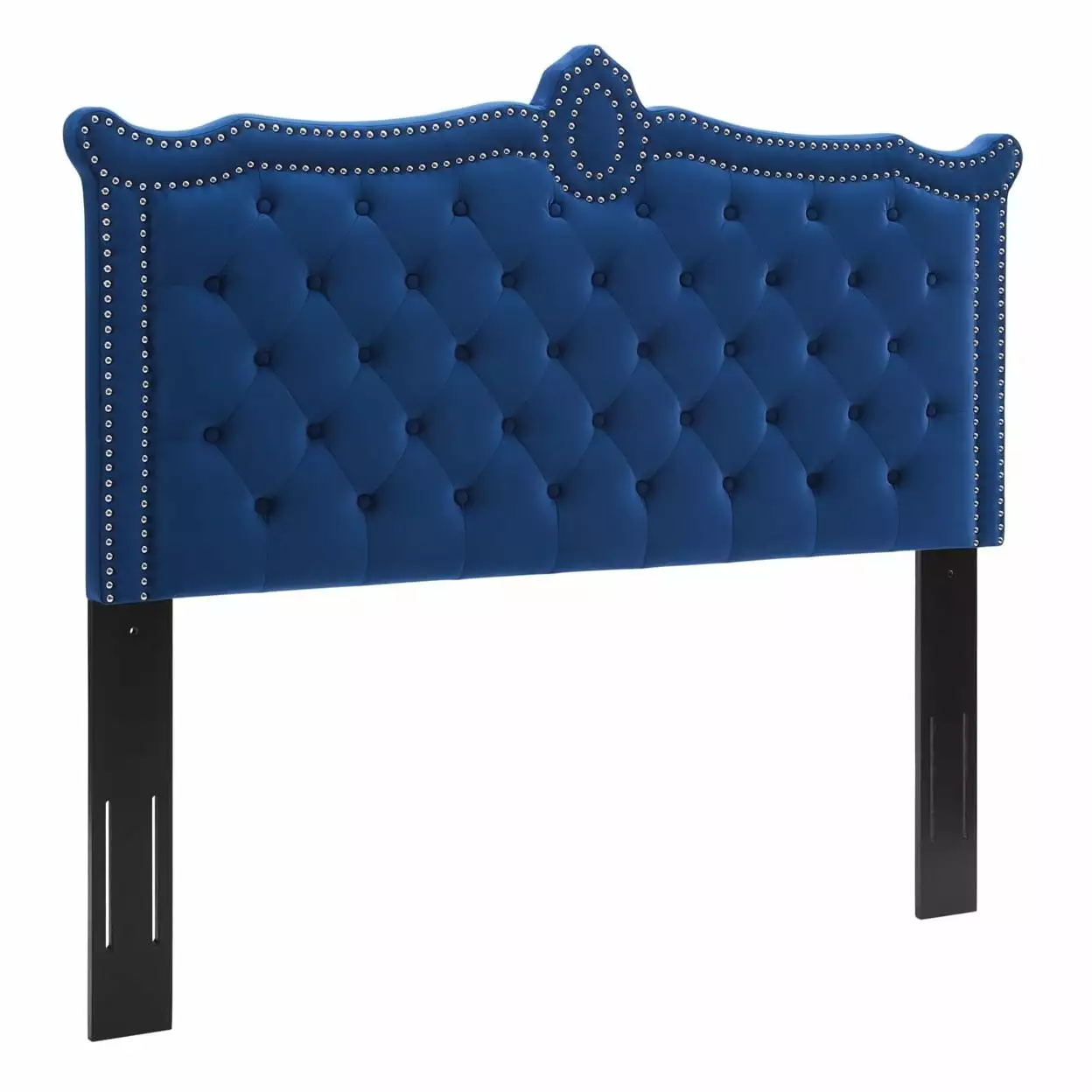 Louisa Tufted Velvet Twin Headboard Navy Functional and Stylish Bedroom Saltoro Sherpi