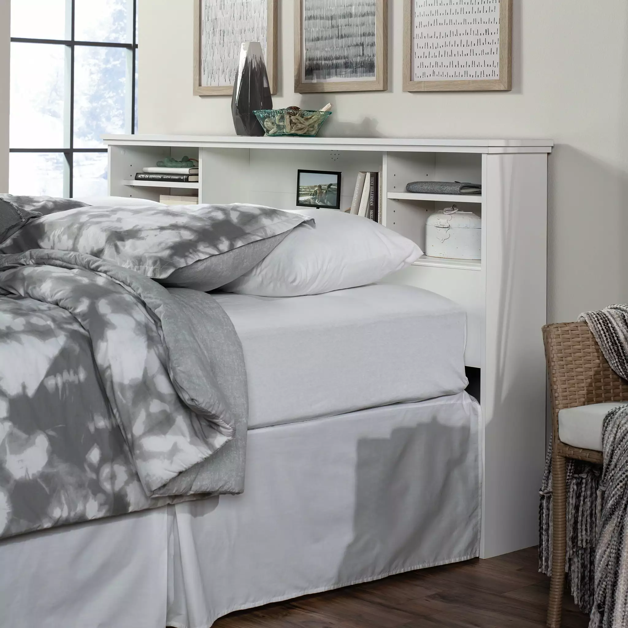 Sauder River Ranch Full/Queen Bookcase Headboard Soft White Finish