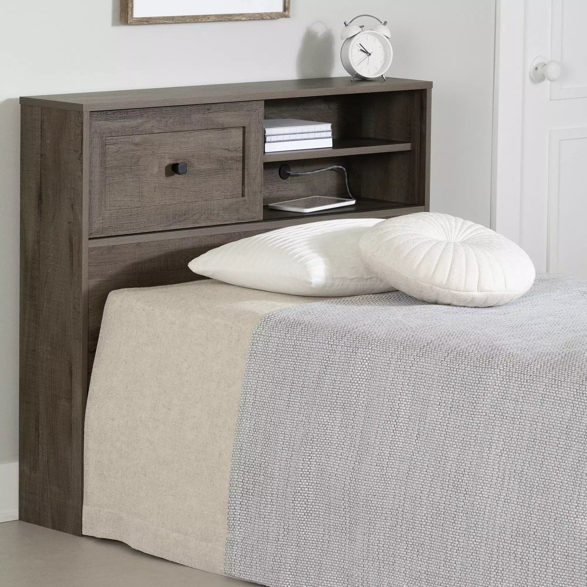 South Shore Hazen Farmhouse Headboard Twin Brown