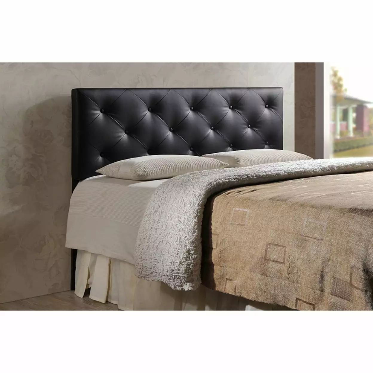 Baxton Studio Baltimore Modern King Black Faux Leather Upholstered Headboard Wholesale Interiors