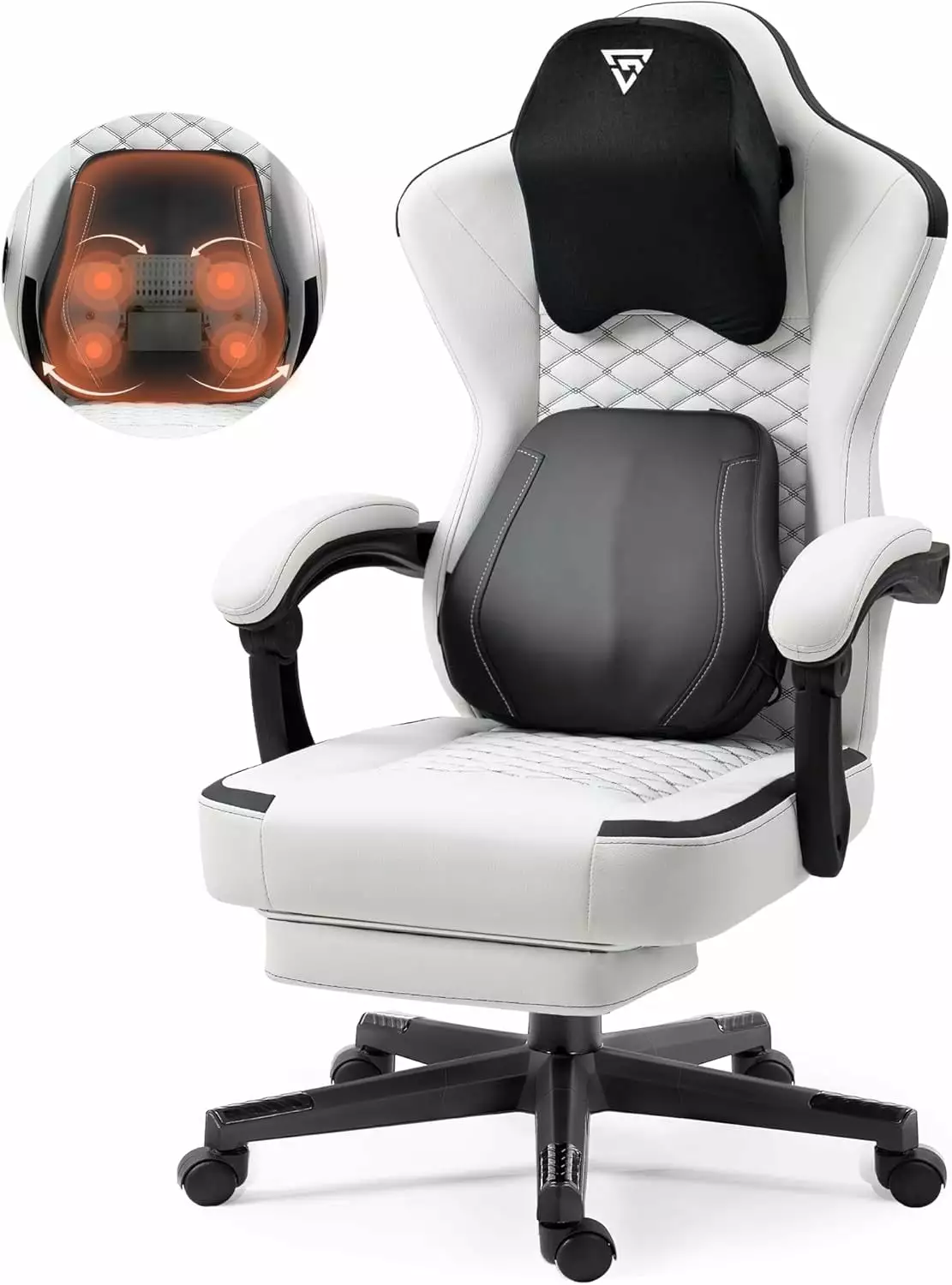 Gaming Chair Heated Massage Lumbar Support Ergonomic Gaming Computer Chair Pocket Spring Cushion and Footrest Recliner Hig...