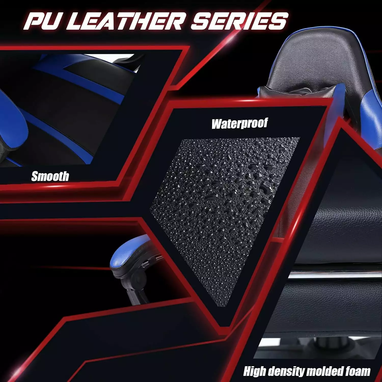 Heavy Duty Ergonomic Gaming Chair Footrest and Lumbar Support - PU Leather Recliner Adults Enshey