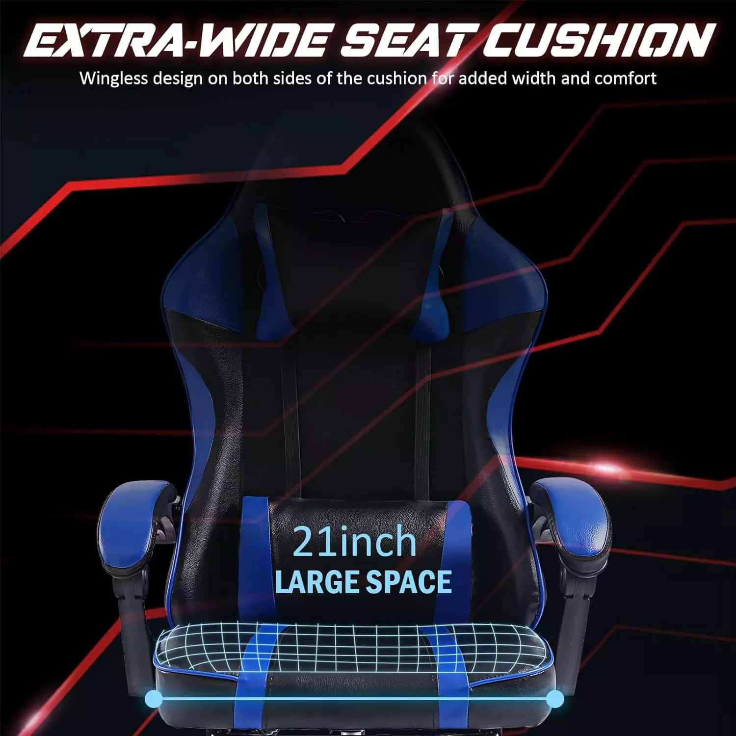 Ergonomic Gaming Chair Footrest and Lumbar Support PU Leather Video Game Chair Adults Reclining Office Chair Heavy People ...