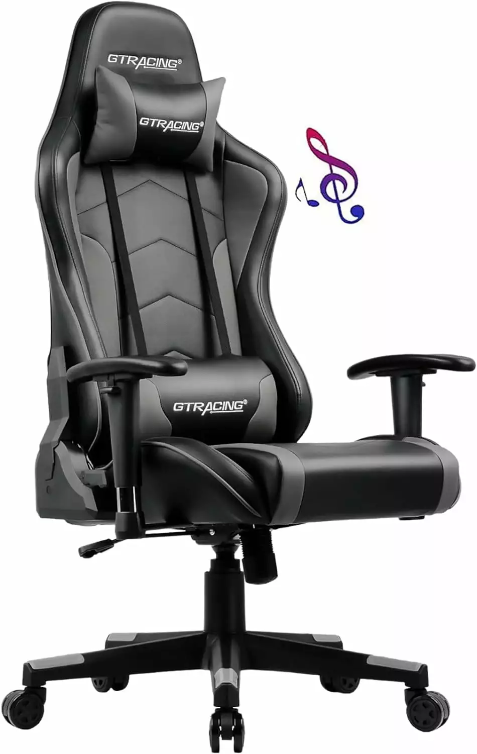 Gaming Chair Bluetooth Speakers Ergonomic Heavy Duty Office Computer Desk Chair Grey LHY