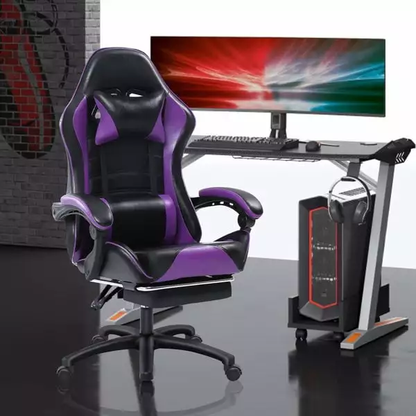 Miekor Ergonomic Gaming Chair Footrest PU Leather Reclining Video Game Chair Adults Heavy People Office Computer Chair G57505
