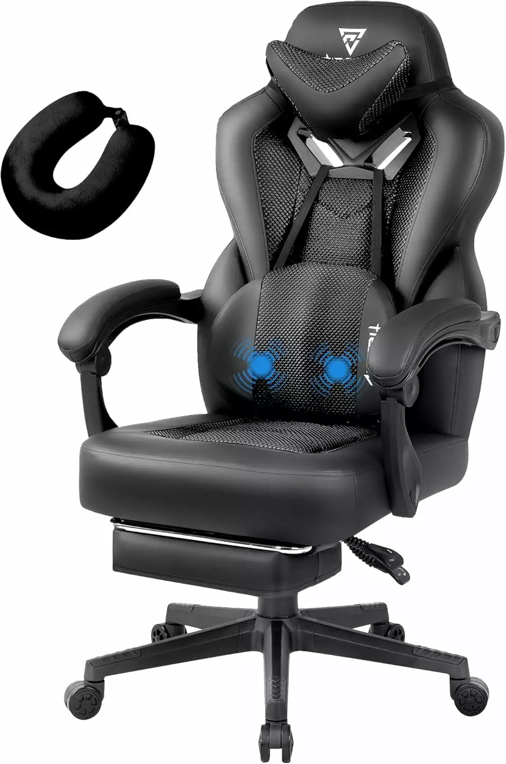 PRO Massage Gaming Chair Heavy People - Ergonomic Reclining Office Desk Chair Footrest and Lumbar Support - Big Tall Mesh ...