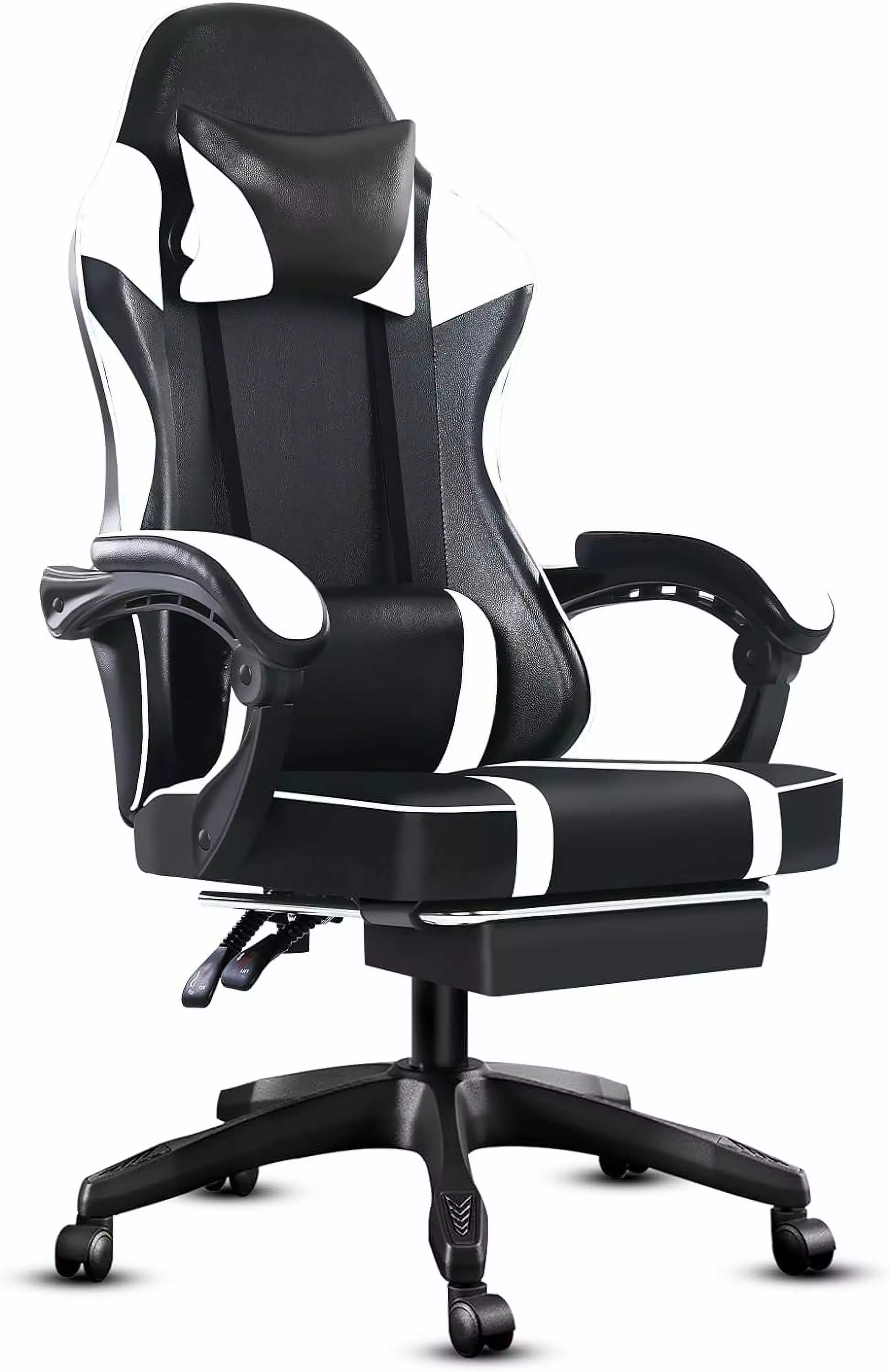 Video Game Chairs Adults PU Leather Gaming Chair Footrest 360 Swivel Adjustable Lumbar Pillow Gamer Chair Comfortable Comp...