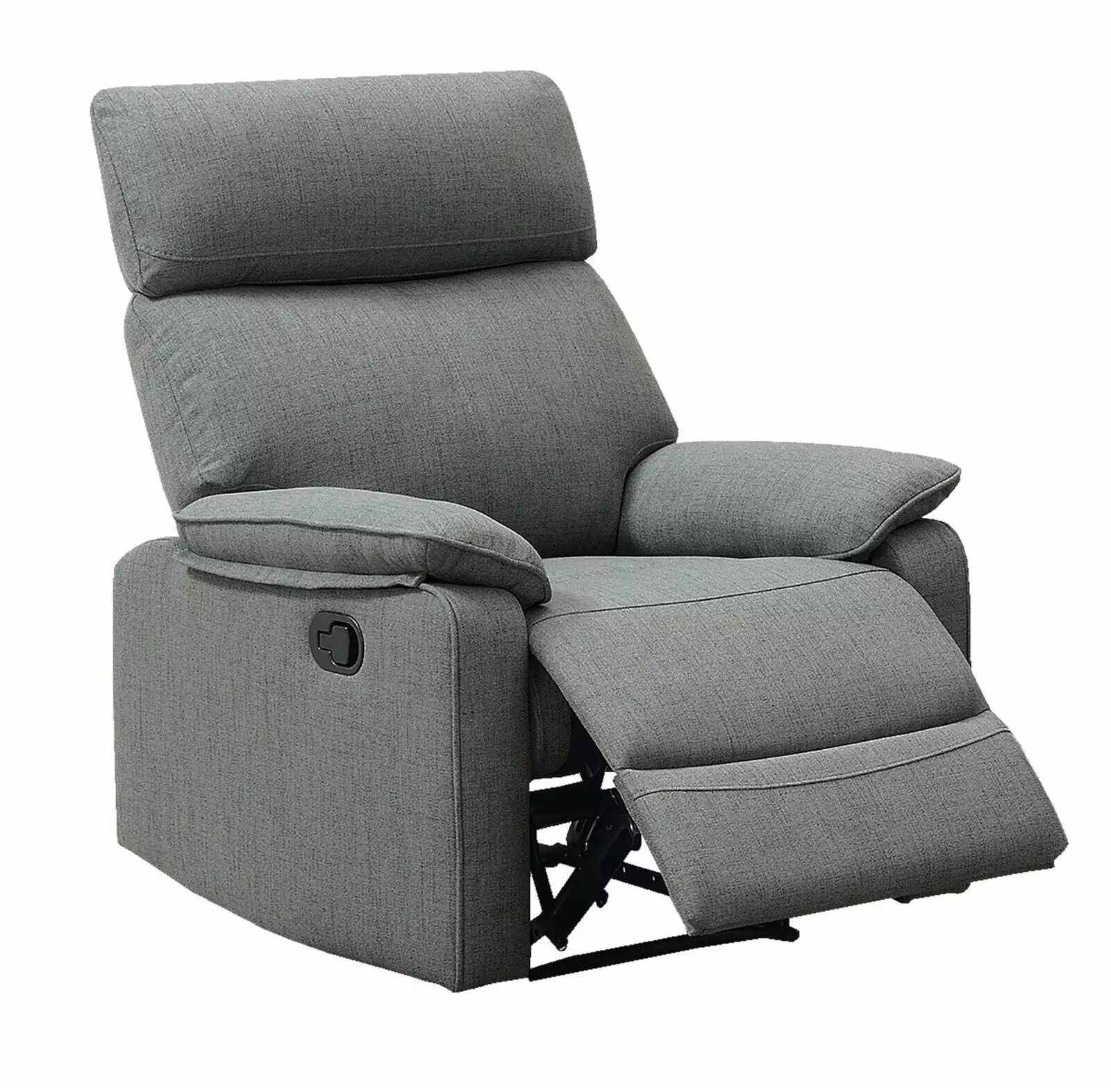 Recliner Motion Chair 1pc Couch Gray Burlap Fabric High Back Manual Motion Reclining Living Room Furniture Esofastore