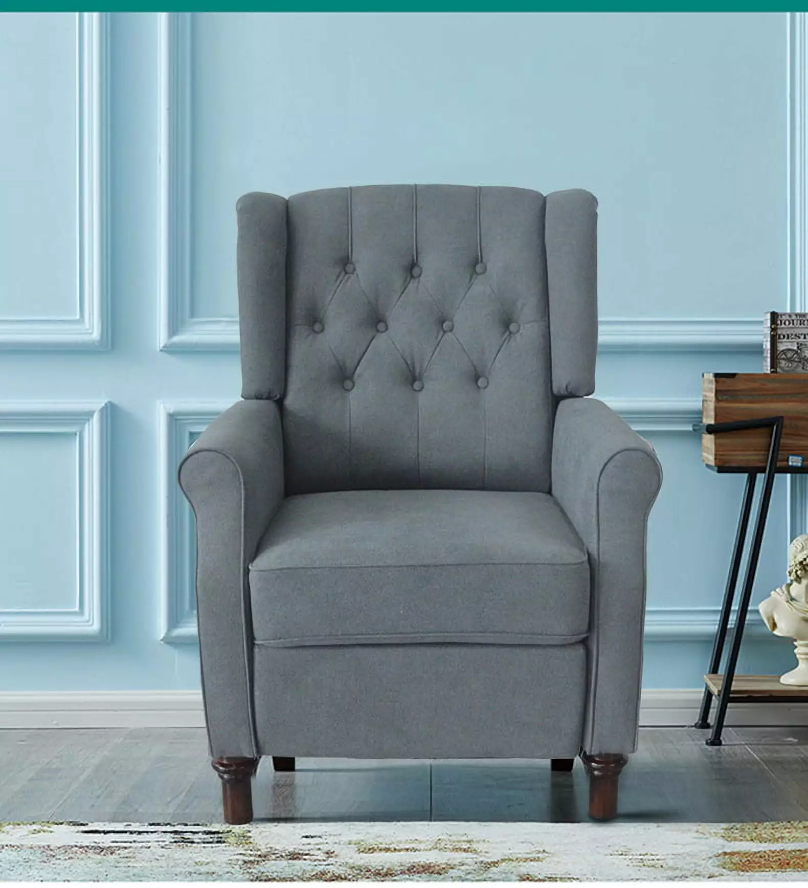Homiyad Classic Dark Gray Waterproof Fabric Manual Recliner Sofa
