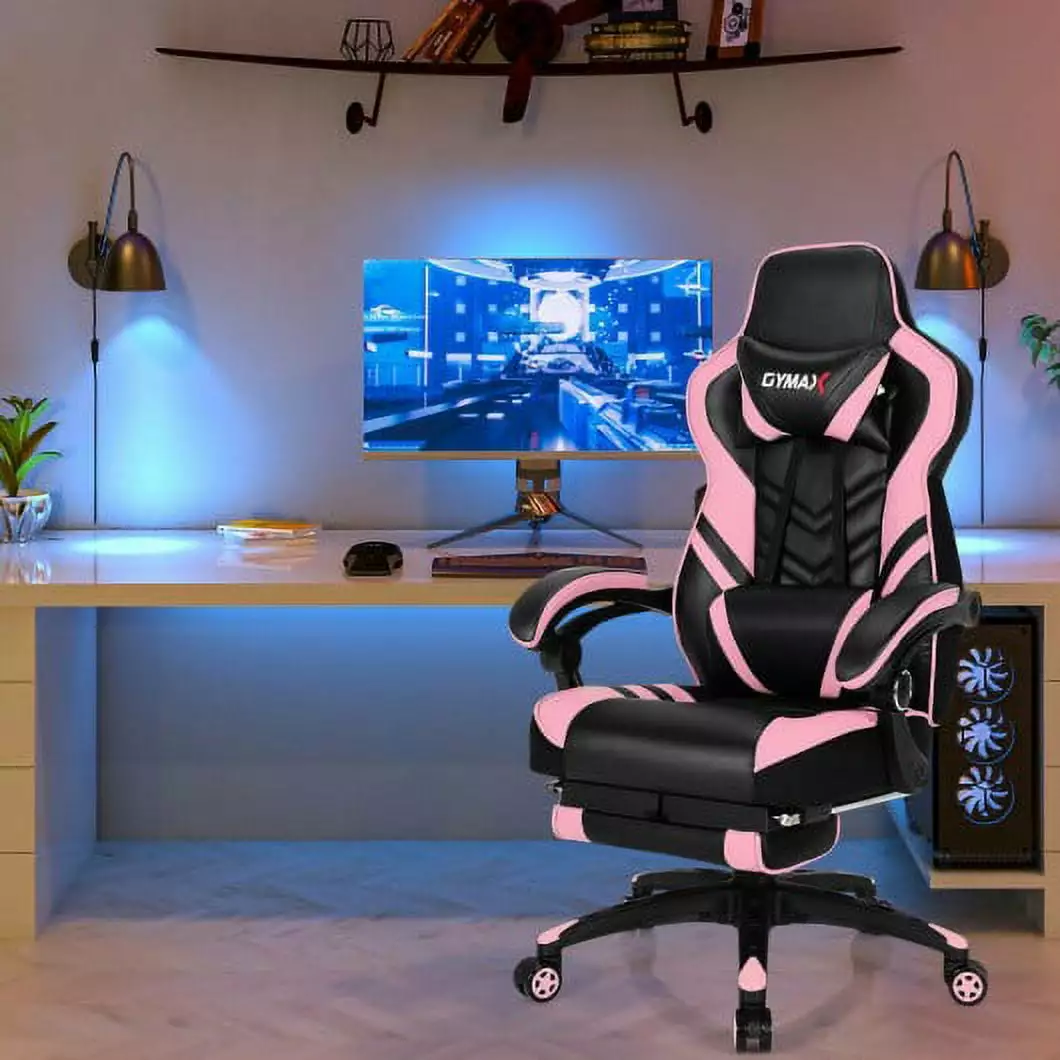 Gaming Chair Footrest Adjustable Home Office Pink Ergonomic Computer Chair Generic